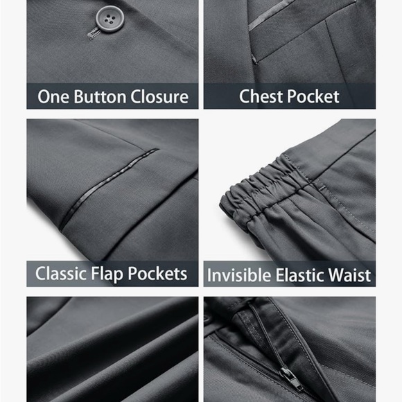 Women's Gray Suit Set by Kelyaa 2 Piece Blazer and Pants Work Suit Sz L - Picture 4 of 10